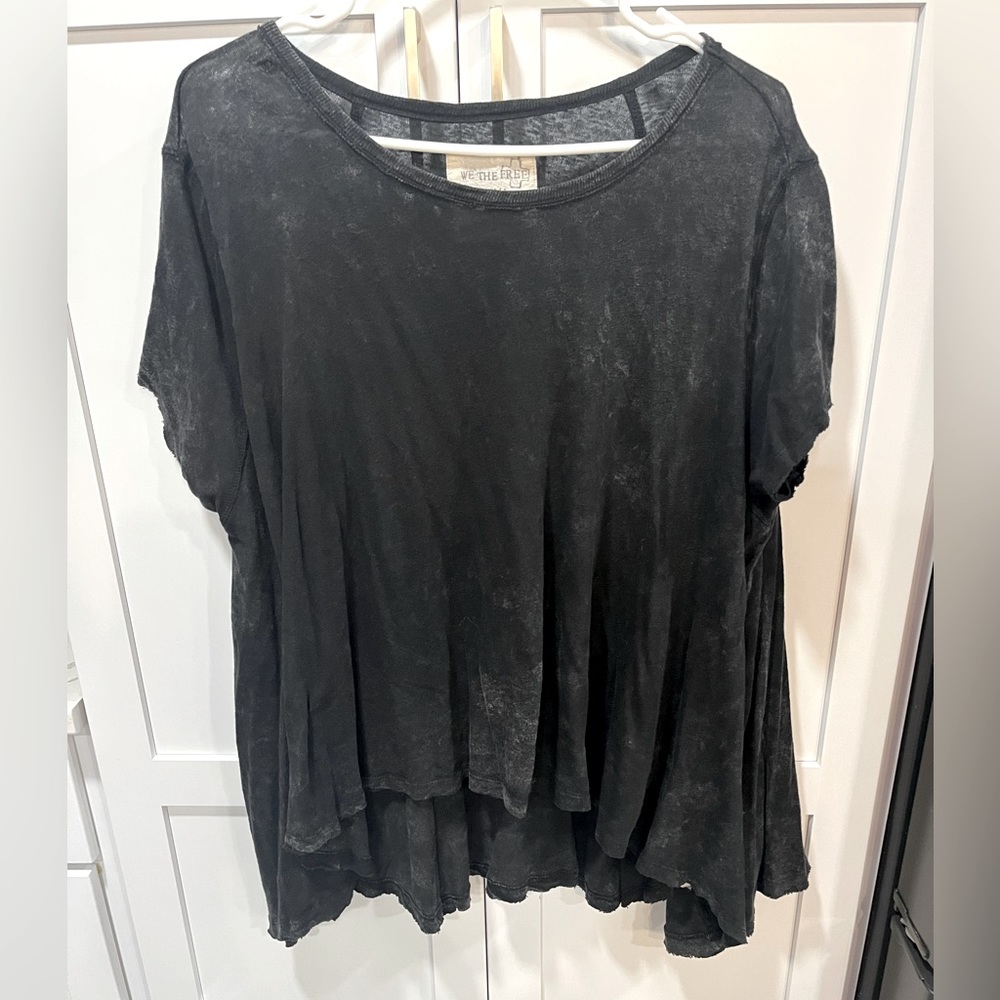 We the Free Asymmetrical Coal Acid Wash Top